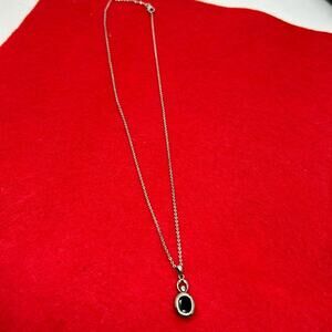Lucas Lameth 925 Sterling Silver (LUC) Garnet Pendant Necklace Size 18 Inches